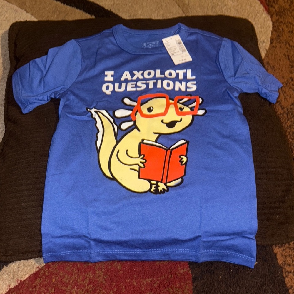 Blue Graphic T-Shirt with Axolotl Design